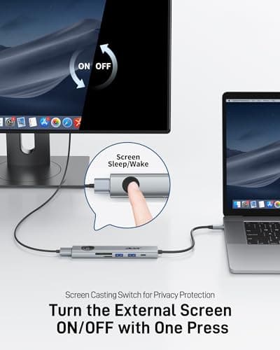 Acer USB C to HDMI Multiport Adapter, 7 in 1 USB-C Hub with HDMI 4K@60Hz, 100W PD, 2 USB-A 3.1 and 1 USB C 3.1 with 5Gbps, SD Card Reader, Type C Dongle for MacBook Pro/air, iPad, iPhone 16/15, Grey 6