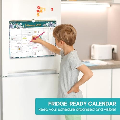 Calendar 2025-2026, Monthly Wall Calendar from January 2025 to June 2026, 11.5" x 14.7", Spiral Binding Hanging Wall Calendar, Perfect for Home or Office, Floral 5