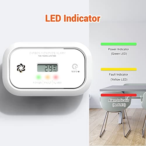 Jemay Carbon Monoxide Detector, 10-Year Lifespan CO Alarm with Battery Powered–LCD Display, LED Indicator & 85dB Loud Alert | Wall-Mounted/Portable CO Detector for Home, Bedroom, Travel Safety 5