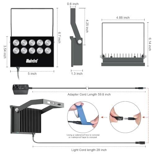 Univivi IR Illuminator 10 Led IR Lights for Night Vision Waterproof 850nm Long Range IR Light for Security Camera IR Light Outdoor & Indoor 5