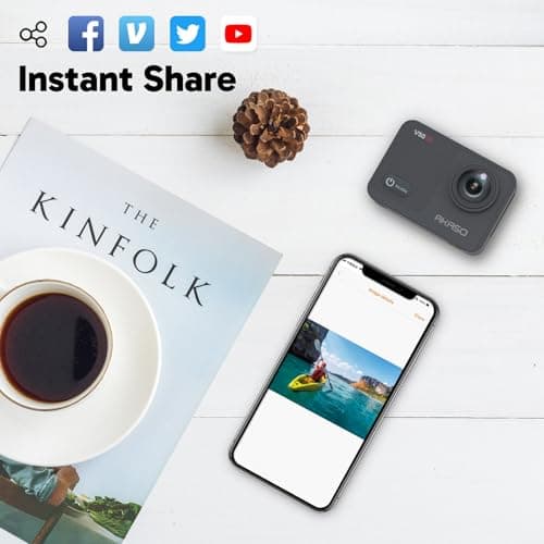 AKASO V50X Native 4K30fps WiFi Action Camera with EIS Touch Screen 4X Zoom 131 feet Waterproof Camera Support External Mic Remote Control with Helmet Accessories (Without 64GB MicroSD Card) 7