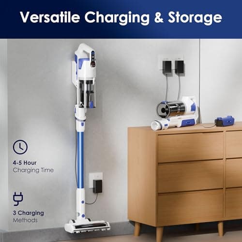 AYONTIN Cordless Vacuum Cleaner with Self-Standing, 45KPA Stick Vacuum, 88,000RPM Brushless Motor & LED Display, Anti-Tangle, Lightweight Vacuum Cleaners for Home, Pet Hair, Hardwood Floors, Blue 7