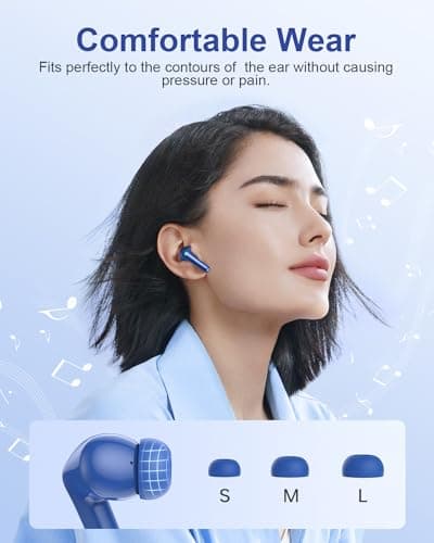 HUIFU Ear Buds Wireless Earbuds - Bluetooth Headphones 40H Playtime LED Display Deep Bass Stereo in-Ear Earphones with IPX7 Waterproof for iPhone Android Phone Tablet Laptop, Navy Blue 7