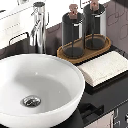 Bamboo soap Dispenser Tray, Bathroom Countertop Tray Kitchen Tray Bamboo T ray Sink T ray Dresser Jewelry Ring Dish, Comestic Holder Bathtub Organizer, Ideal for Jewelry, Cosmetics, and Small Items 5