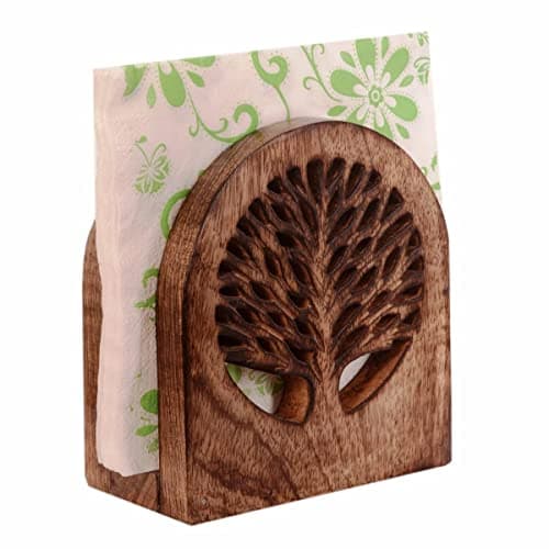 Mother's Day Gifts Tree of Life Wooden Tissue Paper Holder with Full Size Decorative Napkin Stand Tissue Paper Organizer for Home & Kitchen Dining Table Stand | Farmhouse Napkin Holder 8