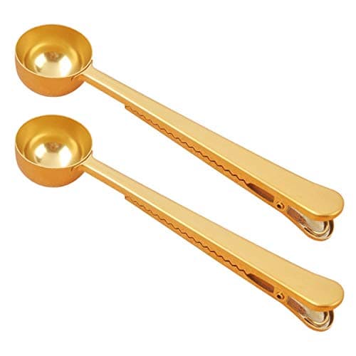 Stainless Steel Coffee and Tea Scoop with Bag Clip，Great for Measuring Coffee, Tea，Protein Powder, Instant Drinks and More, 2Pcs Perfect coffee spoon