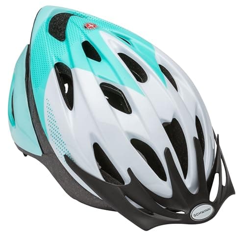 Schwinn Thrasher Bike Helmet for Adult Men Women Age 14+ with Suggested Fit 58-62cm, No Light Option, Lightweight with Adjustable Side and Chin Strap, Bike Accessories, Teal/White