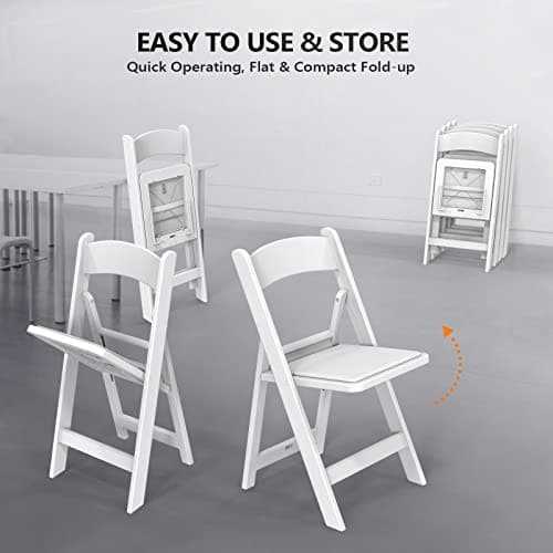 FCH Plastic Folding Chair with Padded Seat, Resin Foldable Chairs with Soft Cushion, Comfortable and Sturdy, Suitable for Indoor and Outdoor, Parties, Weddings, Commercial Events, White, 1 Pack 6