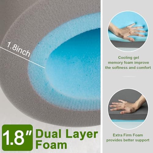 Dual Layer Cooling Mattress Topper Queen Size Memory Foam, 4.5 Inch Pillow Top Mattress Topper (2.7" Extra Thick Soft Plush Mattress Pad &1.8" Gel and Firm Foam for Back Pain) 5