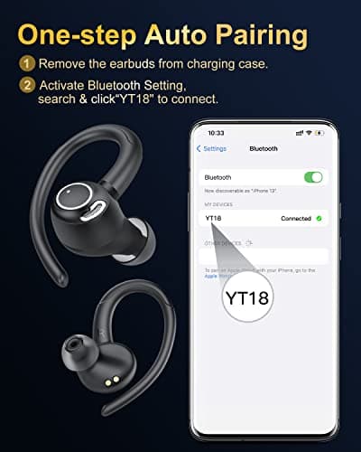 Wireless Earbuds Bluetooth 5.3 Headphones Sport, 2024 Wireless Earphones with Earhooks, HiFi Stereo Deep Bass with ENC Mic, 40H Dual LED Display, IPX7 Waterproof Ear Bud for Small Ear Running/Workout 7