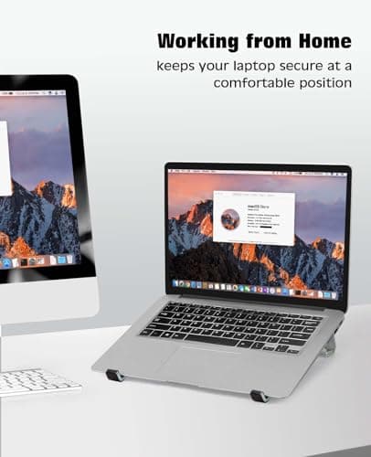 Thibault Laptop Stand for Desk - Aluminum Ergonomic Computer Stand，Laptop Riser, Cooling Laptop Holder, Compatible with MacBook Air Pro/Dell/HP/Lenovo/Alienware and 13-17 inches Laptops, Blue Grey 7