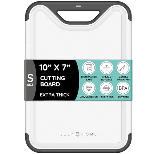 Cutting Boards for Kitchen, Plastic Cutting Board, Dishwasher Safe Cutting Board with Juice Grooves for Meat, Veggies, Fruits, Easy Grip Handle, Non-Slip (Black, 10"x7")