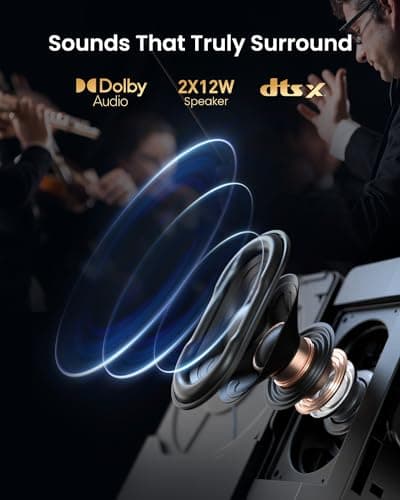 Dangbei DBOX02 Laser Projector 4K GTV, 2450 ISO Lumens, Netflix Officially Licensed, Blu-ray 3D, Home Theater Projector with WiFi and Bluetooth, HDR10+, 200-inch Picture, 2x12W DTS:, Dolby Audio 5