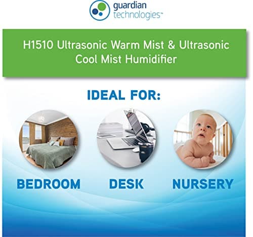 PureGuardian H1510 Ultrasonic Warm and Cool Mist Humidifier for Bedrooms, Quiet, Filter-Free, 11L Output Up to 100 Hr Run Time, 1.5 Gal Treated Tank Surface Resists Mold, Pure Guardian Room Humidifier 7