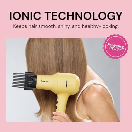 L'ANGE HAIR PowerStyle Turbo Ionic Hair Dryer | 1875 Watt Professional Blow Dryer with Diffuser & Concentrator | Multiple Heat & Speed Settings for Fast Drying | Salon-Grade Styling Tools, Yellow 7