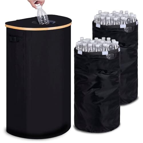 efluky Recycling Bin for Kitchen 100L, 26 Gallon Recycle Bins for Indoor Outdoor Home Use with 2 Removeable and Reusable Inner Bags, Tall Recycle bin for Bottle Can Plastice Stickers (Black)