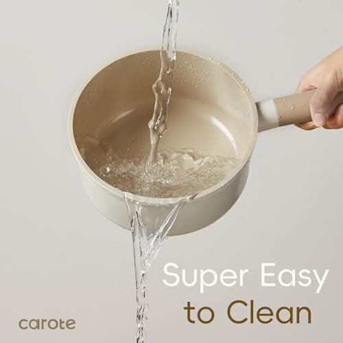 CAROTE 2QT+4QT Ceramic Saucepan Set with Lid, Nonstick Sauce Pans, Dishwasher Safe, Large Kitchen Pots Non-stick Cooking Pot Sauce Pan Set with 4 pcs for Kitchen, Induction Pot, PFOA Free 5