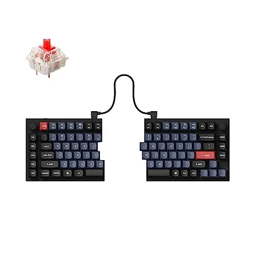 Keychron Q11 QMK/VIA TKL Split Keyboard Ergonomic, 91 Keys 75% Layout Wired Mechanical Gaming Keyboard Mac & Windows with Full Alu Frame, PBT Keycaps & Knobs, RGB Backlight Hot-Swappable Red Switch
