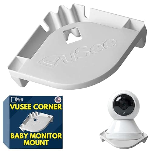 Vusee Corner Baby Monitor Mount – Adhesive Baby Camera Mount Shelf – No Drill Wall Shelf – Universal Camera Compatibility – White, 1 Pack