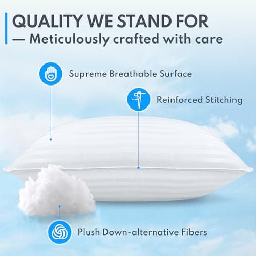 HEYCUZI Queen Size Bed Pillows Set of 2 - Premium Down Alternative Cooling Pillows for Side, Back, and Stomach Sleepers Hotel Quality Fluffy Soft Microfiber Fill Breathable Skin-Friendly 5