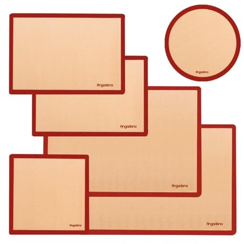Silicone Baking Mats Set of 6, Food Grade Non-stick Reusable Baking Mat, Silicone Baking Slip Mat Oven Liner Sheet, Round & Square Cake Pan Mat, Pastry Board Rolling Dough Mats for Macaron Cookie