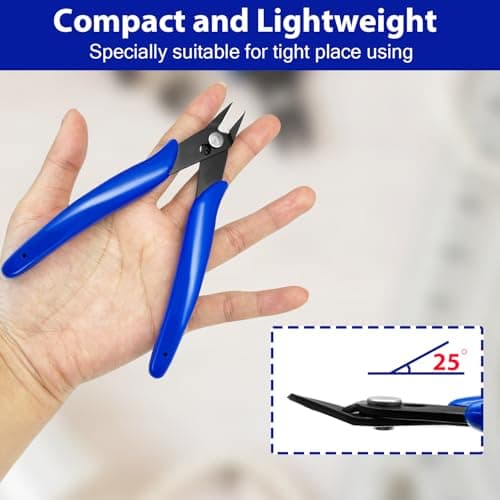 2 Pack Wire Cutters Set, 6" and 5" Ultra Sharp Flush Cutters, Carbon Steel Wire Cutters for Crafting, Electronics, 3D Prints, Jewelry Making, Model Sprue, Zip Ties(6"+ 5", Blue, 2 Pack) 5