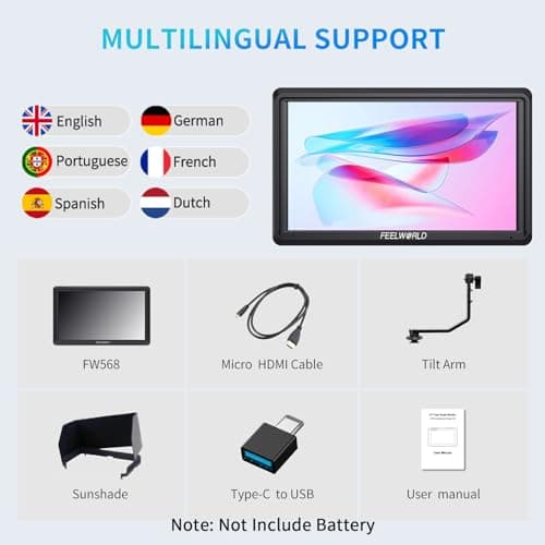 FEELWORLD FW568 6 inch DSLR Camera Field Monitor with Waveform LUTs Video Peaking Focus Assist 1920x1080 IPS 4K HDMI Professional Video Accessories 8