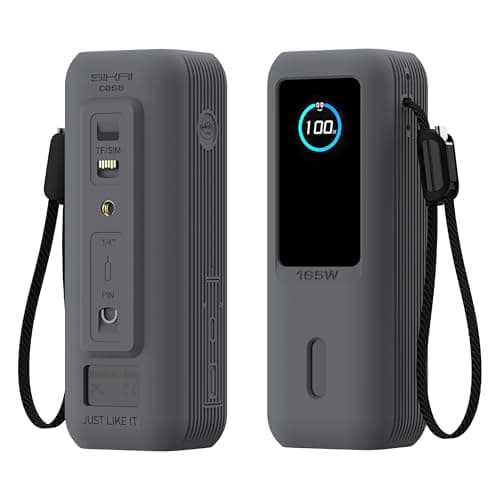 Silicone Case for Anker Laptop Power Bank (25,000mAh 165W) 1/4" Nut Hole,SD/SIM Card Storage, Display Protection&Dustproof, Travel Protective Cover Compatible with Anker Power Bank 165W (Gray)