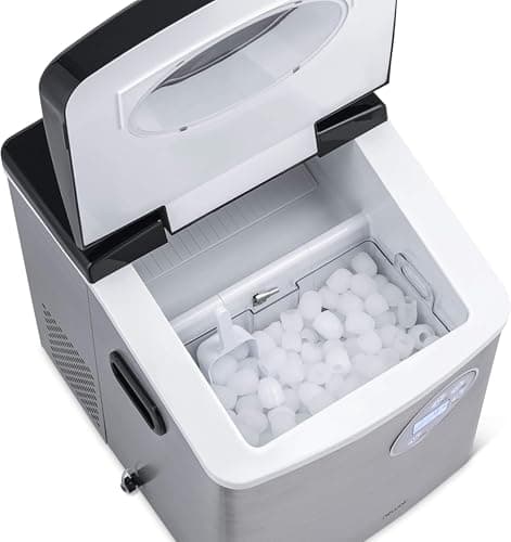 NewAir 50 lb. Countertop Ice Maker | Portable Bullet Ice Machine | 12 Cubes in 7 Minutes, 3 Ice Sizes | Stainless Steel, Self-Cleaning, BPA-Free 12