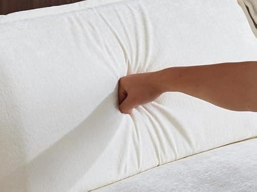 VINGLI 87" Convertible Sectional Sofa,L-Shaped Deep Seat Sofa Couch for Living Room,Modern 2-Seat Loveseat Sofa with Ottoman for Small Space(Creamy White, 87") 6