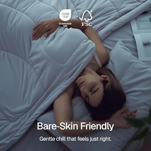 Bedtter® Luxe Cooling Comforter Full/Queen, Cooling Blanket for Hot Sleepers, Q-Max>0.46 Sorona and Tencel Filling, Double-Sided Cold Breathable Lightweight Blanket, 90"x90", Gray 6