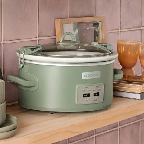 Crock-Pot Locking Lid 6qt Cook and Carry Programmable Slow Cooker Moonshine Green (Green) 5
