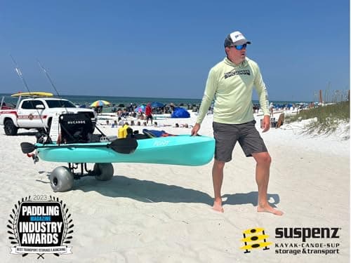 Suspenz Fishing Kayak Beach Sand Cart Trolley | Heavy Duty Canoe Carrier Trailer with Adjustable Bi-Directional Bunker Bars and Balloon Wheels | Catch-All Universal Beach Cart (22-9910) 5