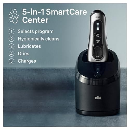 Braun Series 8 8567cc Electric Razor for Men, 4+1 Shaving Elements & Precision Long Hair Trimmer, 5in1 SmartCare Center, Close & Gentle Even on Dense Beards, Wet & Dry Electric Razor, 60min Runtime 5