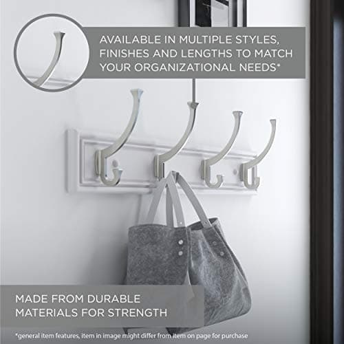 Franklin Brass Heavy Duty (1-Pack) 16" Coat Rack Wall Mount Pure White Hat Rack with 4 Hooks Hanging Hook Rail for Clothes, Towels, Purses, Bags, Kitchen, Entry, Closet Organization FBHDCH4-WSE-R 5