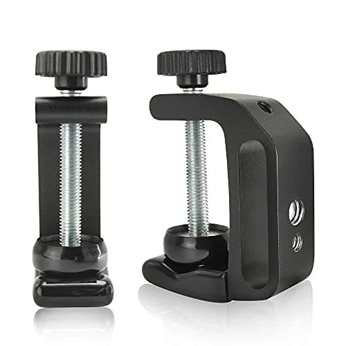 Zeromall Universal C-Clamp Aluminum Support Clamp Desktop Mount Holder Stand with 1/4" and 3/8" Thread Black(2 Pcs) 6