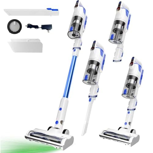 AYONTIN Cordless Vacuum Cleaner with Self-Standing, 45KPA Stick Vacuum, 88,000RPM Brushless Motor & LED Display, Anti-Tangle, Lightweight Vacuum Cleaners for Home, Pet Hair, Hardwood Floors, Blue