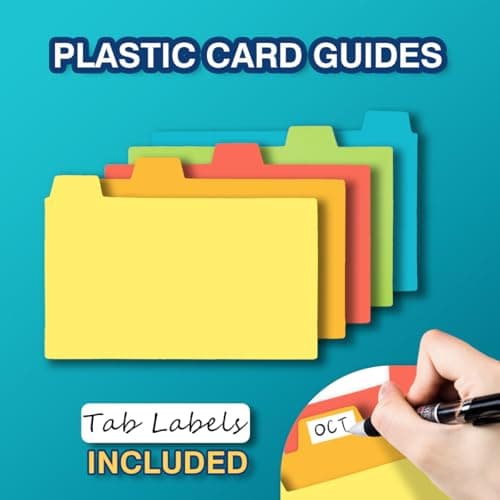 H4D Index Card Holder 3x5 Inches with 25 Plastic Dividers, Teal 5