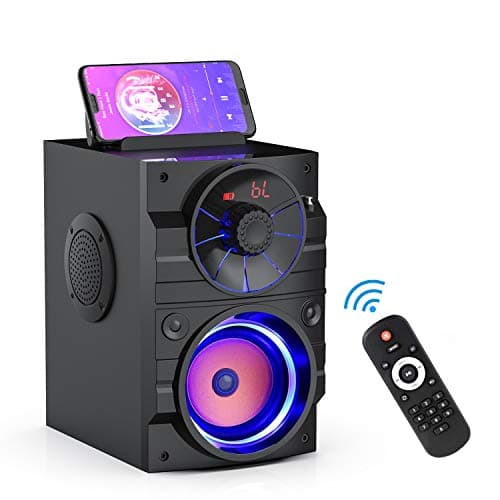 Aesackir Portable Big Bluetooth Speakers with Light, Wireless with Subwoofer, FM Radio, LED Lights, EQ, Booming Bass, Bluetooth 4.2 Stereo Loud Outdoor/Indoor Retro, for Home, Camping, Travel