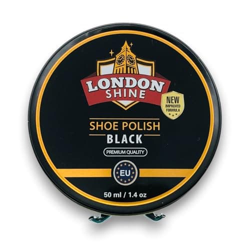 London Shine Shoe Wax Polish, Professional Shoe Polish Wax Covers Scuffs & Protects Leather Shoe & Boots, -1.40 fl.oz Black Color.