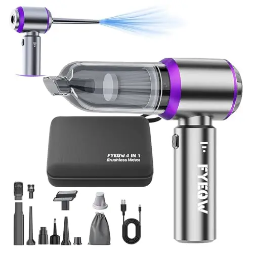 Mini Cordless Handheld Car Vacuum Cleaner/Air Duster/Blower/Hand Pump, 21000 PA High Power Brushless Motor, Portable Keyboard Vacuum Cleaner with Multi-Nozzles for Home, Office, Computer (Purple)