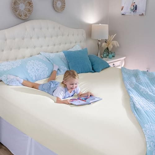 Bed Bunny King Locking Fitted Bed Sheet Set (4 Pcs), Stays On & Won’t Slip Off, Built-in StayFit Compression System Hugs Mattresses, AS SEEN ON TV, Wrinkle & Stain Resistant CopperSoft™ Fabric (Cream) 9