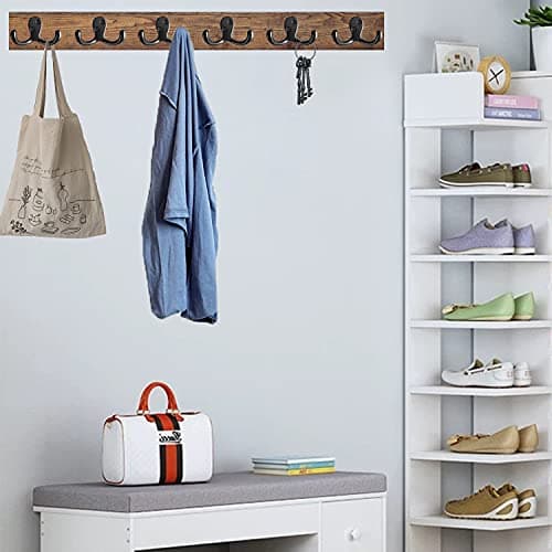 MsBong Coat Hooks Hardware, 10Pcs Wall Hooks Heavy Duty Hooks for Hanging Coats No Rust Double Robe Hook Wall Mounted for Key Towel Bags Cup Hat (Black) 6