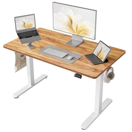 Cubiker Electric Standing Desk, 40 x 24 Inches Height Adjustable Sit Stand Desk, Ergonomic Home Office Computer Workstation, Light Rustic Brown