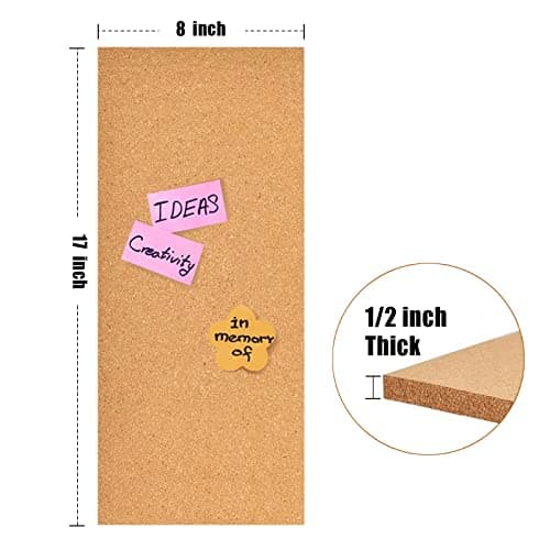 Aitakatta 17x8 Corkboard Tiles Bulletin Board, 1/2" Thick Self-Adhesive Cork Boards for Walls, Cork Tiles Vision Board for Home, Office, School, Bulletin Board Decorations(12mm,1pc) 2