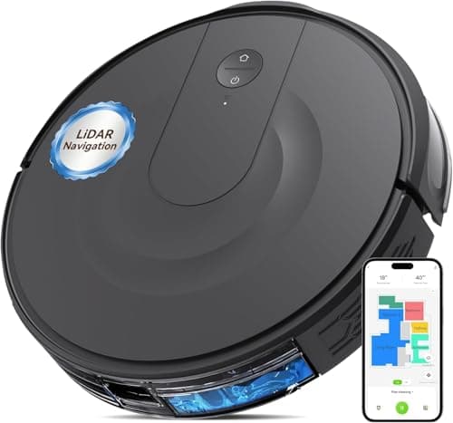 Kokaidia Robot Vacuum and Mop Combo with 9000Pa Suction, LiDAR Navigation & Ultra-Slim Design, Auto Recharge, Smart Mapping Robotic Vacuum Cleaner for Pet Hair, Hard Floors & Carpets