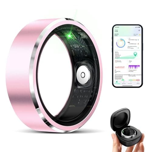 Qjijolz Smart Ring for Women Men, Fitness Tracker with Heart Rate/Blood Oxygen/Blood Pressure/Sleep/Pedometer Monitor, No Subscription Fee, IP68 Waterproof Health Rings for iOS & Android-Pink #9