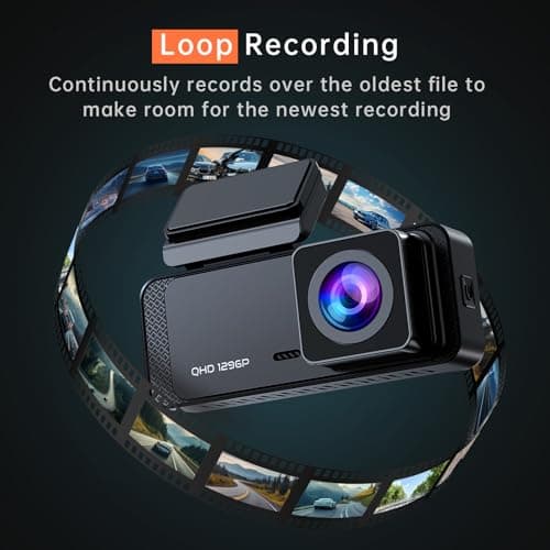 Dash Cam 1296P Front Dashcam, V300 WiFi Dash Camera for Cars with App, Night Vision, Mini Hidden Single Car Camera, Loop Recording, 24H Parking Mode, Support 256GB Max, Black 6