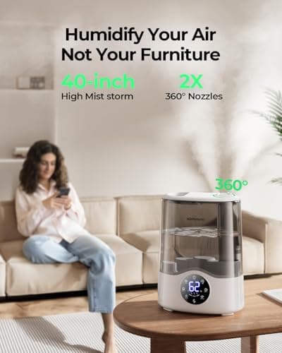 Homvana Humidifier Large Room, 7L (807ft²) Smart Warm and Cool Mist, Top-Fill Humidifiers for Bedroom Baby Nursery Grow Tent, Auto Adapt Mist Quick Air Humidity Indoor, Easy to Clean, Quiet, Diffusers 7