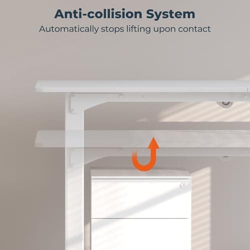 FitStand 4 Legs Standing Desk, Large 79x31 Inches Electric Adjustable Height Desks with Splice Board, Stand Up Desks Home Office Computer Workstation, White 7